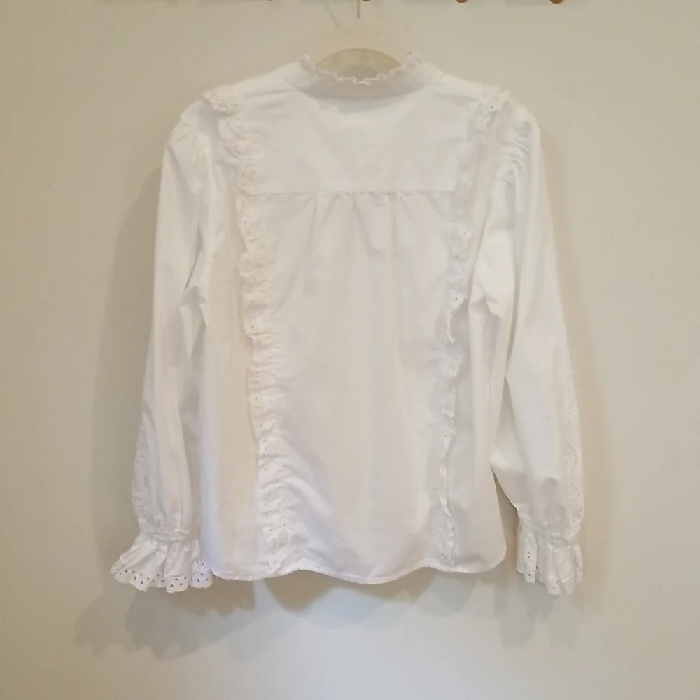 Maeve white cotton eyelet blouse